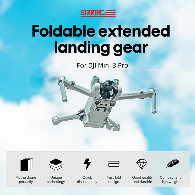 

for DJI Mini 3 Pro Foldable Extended Landing Gear Height Increased Drone Body Scratch Proof Protector Protective Bracket Tripod