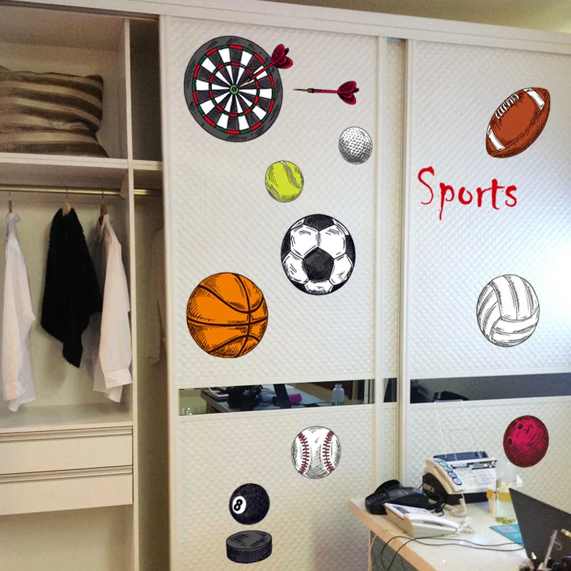 

Basketball Rugby Football Wall Stickers Cartoon for Bedroom Wall Decorations Poster Decals Waterproof Self-adhesive Wallpapers