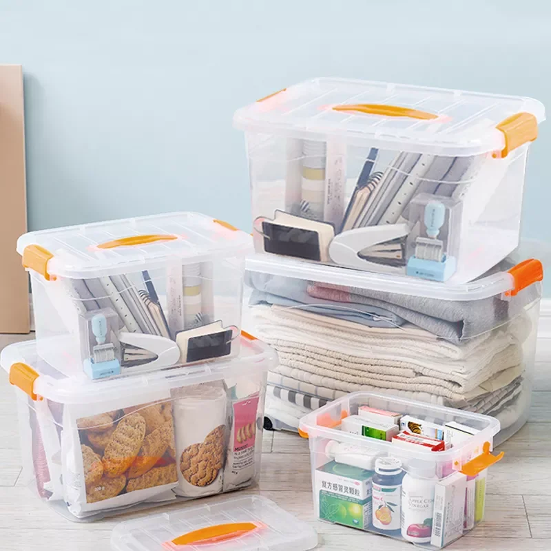

2022Large Capacity Portable Transparent Food Storage Box Home Toy Clothing Organizer Container Medicine Boxes Bathroom Storage