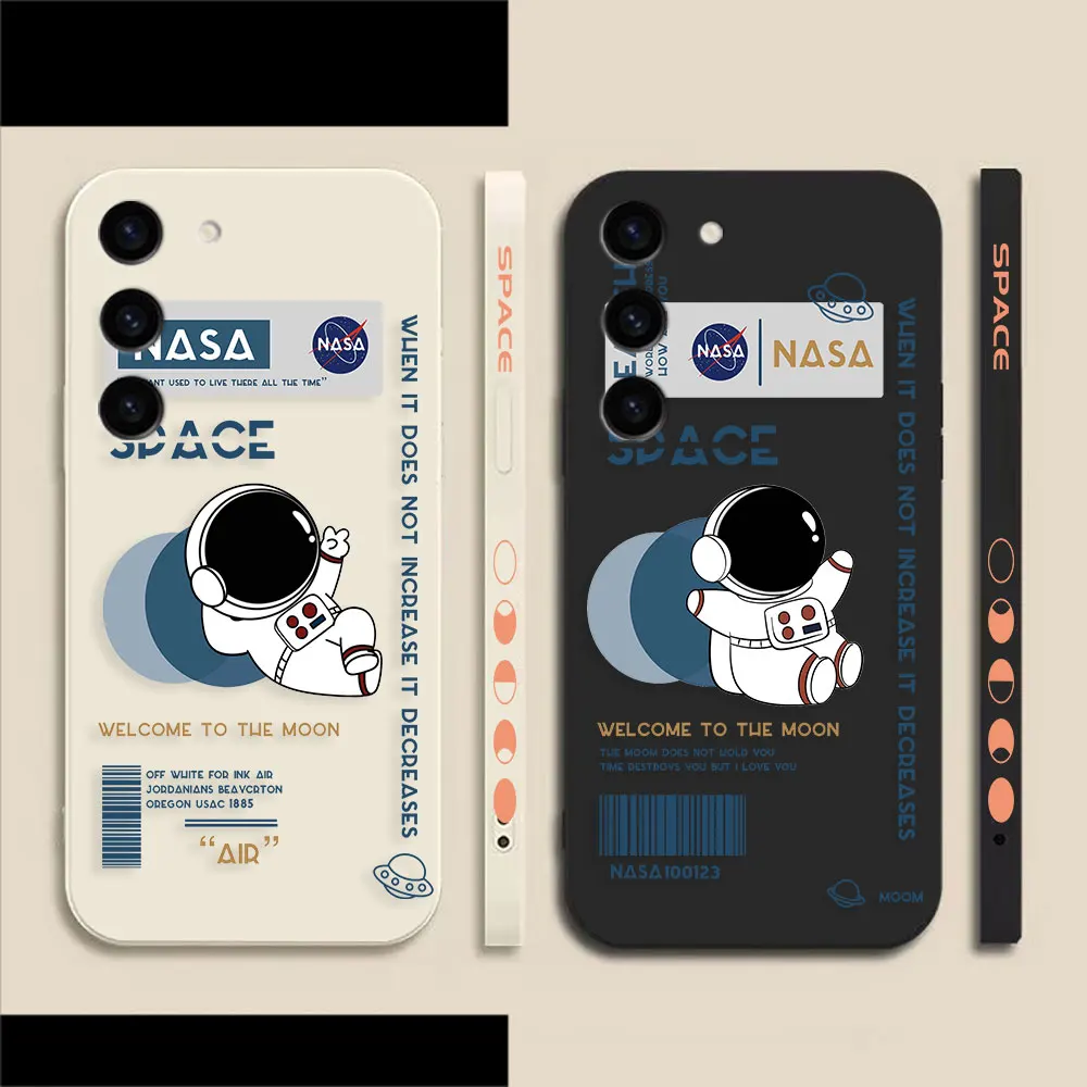 

Cartoon Space Astronaut Case For Samsung Galaxy S23 S22 S21 S20 FE S11 S11E S10 S10E S9 S30 Ultra Plus 4G 5G Colour Liquid Case