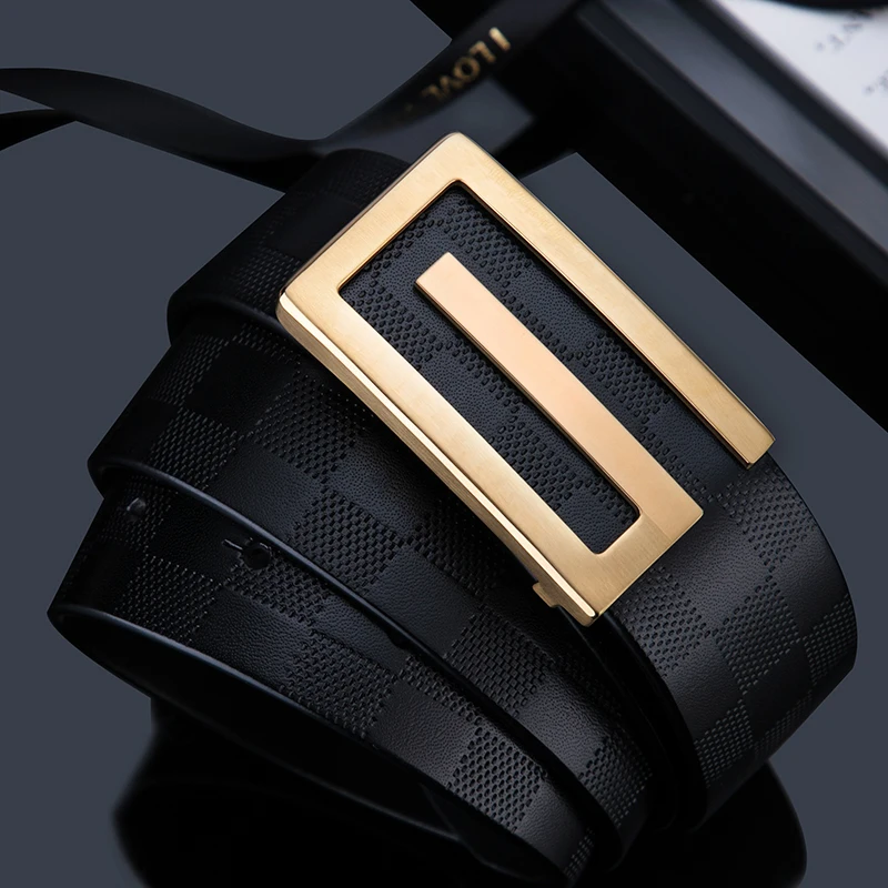 Genuine Leather Belt G Bucukle  Waist Belts Men Designer Belt Luxury Gold Trouser Belt Metal Jeans Strap Mens Leather Belt Gift