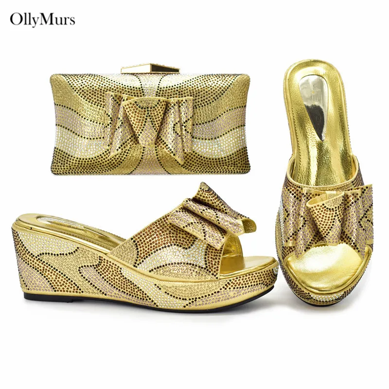 

Модный новый дизайн стразы комплект из обуви и сумки для вечернего платья, туфли-лодочки для африканских женщин, обувь для вечевечерние