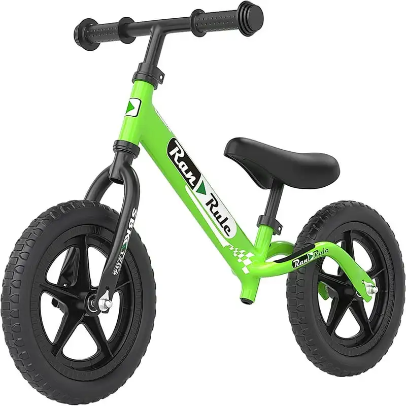 

Балансировочный велосипед для малышей возрастом 2-5 лет, прочная рама из углеродистой стали, 12-дюймовое колесо EVA, зеленый