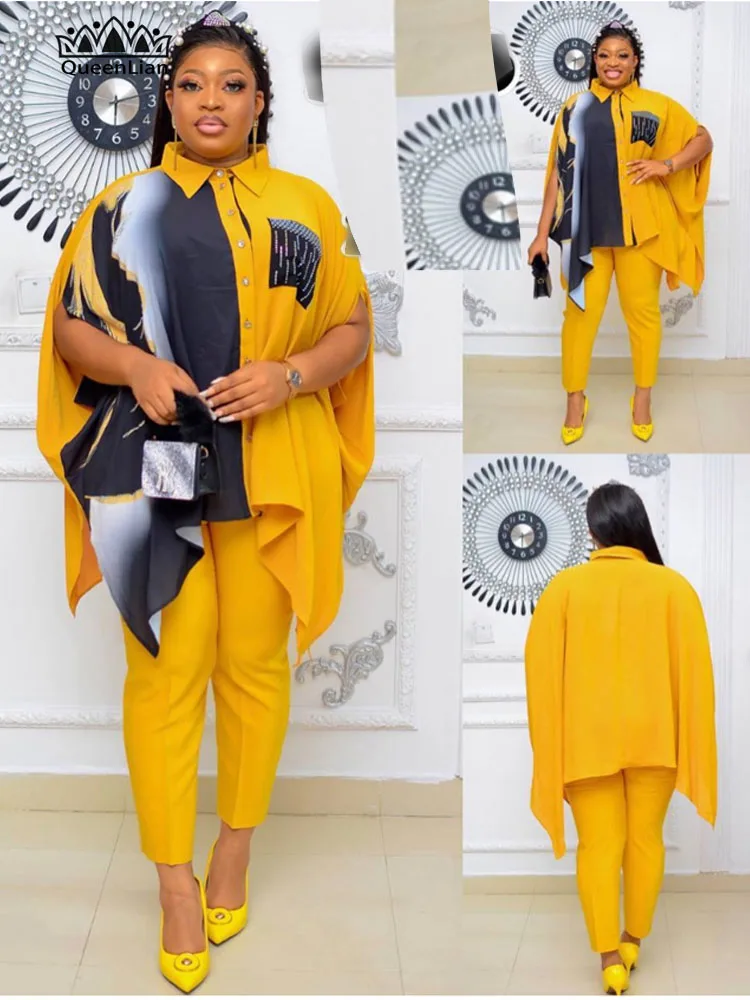 

Нарукавник, Африканский новый дизайн, топ с брюками, 6 цветов, модный костюм для женщин (BFTZ01 #)