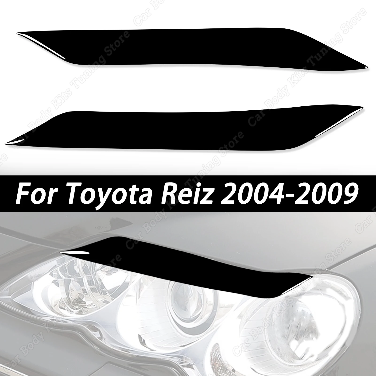 

2Pcs Car Gloss Black Front Headlights Eyebrow Eyelid Trim Cover Sticker For Toyota Reiz 2004 2005 2006 2007 2008 2009 Tuning
