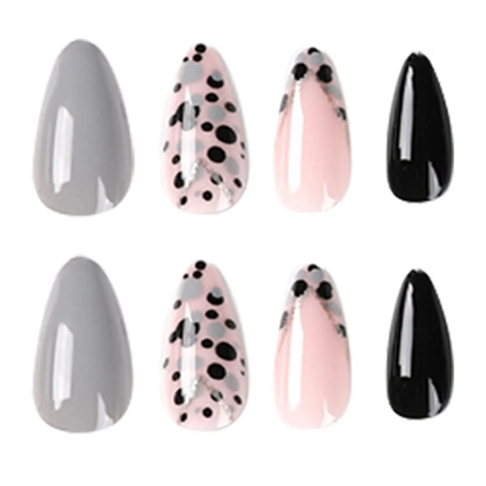 

Серый и черный точечный узор, искусственный эффект стойкости ногтей с умеренной толщиной для выделения на вечеринках, свиданиях, свадеб, Proms...