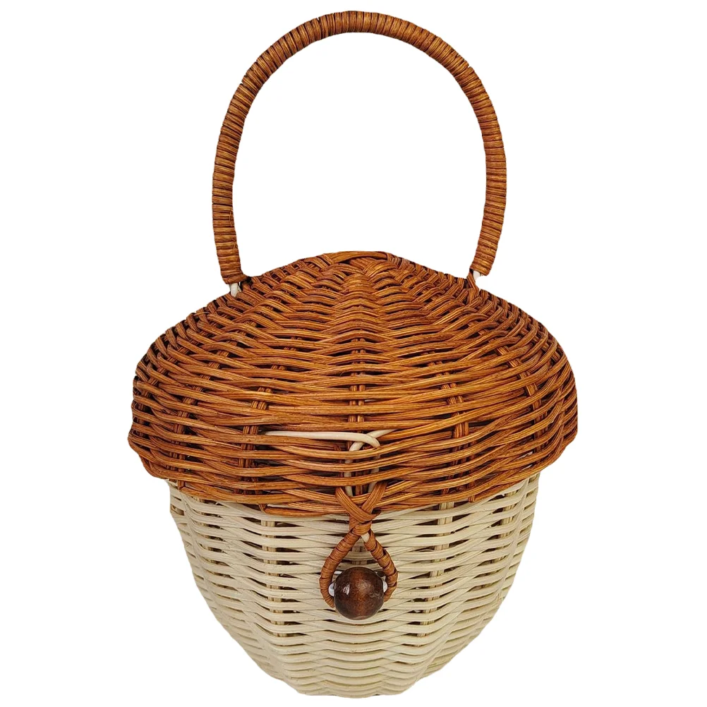 

Hand Acorn Bag Wedding Decoration Small Basket Storage Handle Rattan Rustic Flower Girl Woven Baskets Handles Child