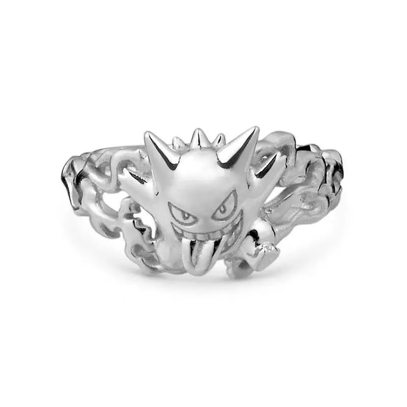 

2023 New Pokemon Cartoon Anime Fashion Trend Pikachu Couple Student Ring Pair Ring Niche Design Simple Jewelry S925 Silver Gift