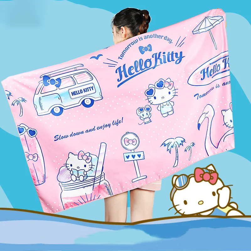 

Sanrio Hellokittys быстросохнущие пляжные полотенца аниме КТ кот леди парео полотенце для ванны из микрофибры мультфильм спа плавательные аксессуары