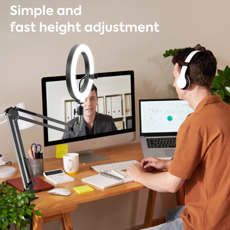 Светодиодная лампа для селфи с подставкой и держателем телефона