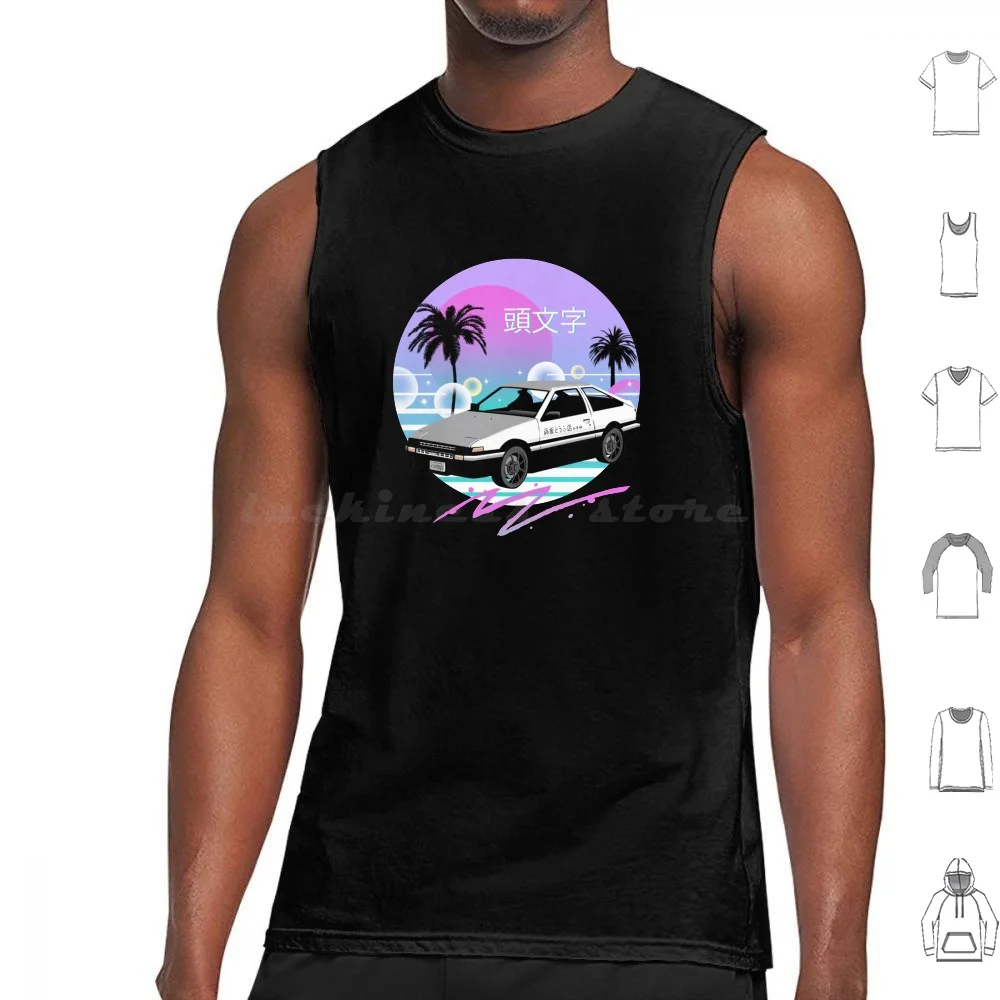

Drift Tank Tops Print Cotton Anime Car Cars Drift Wave Vapporwave Aesthetics Lofi Japanese Japan Retro 90S 80S Chillwave