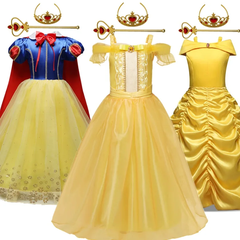 

Платье принцессы Снежной Королевы для девочек, детская одежда для косплея, карнавальной яркости, костюм для костюмированной вечеринки на Хэллоуин, фантазия