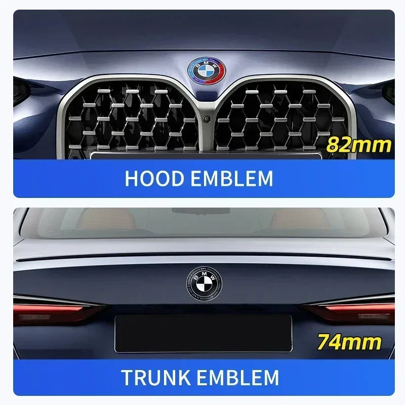 74mm 82mm Bonnet Hood Front Rear Trunk Emblem Logo Badge Sticker 50th Anniversary Edition for BMW E46 E39 E38 E90 E60 E64