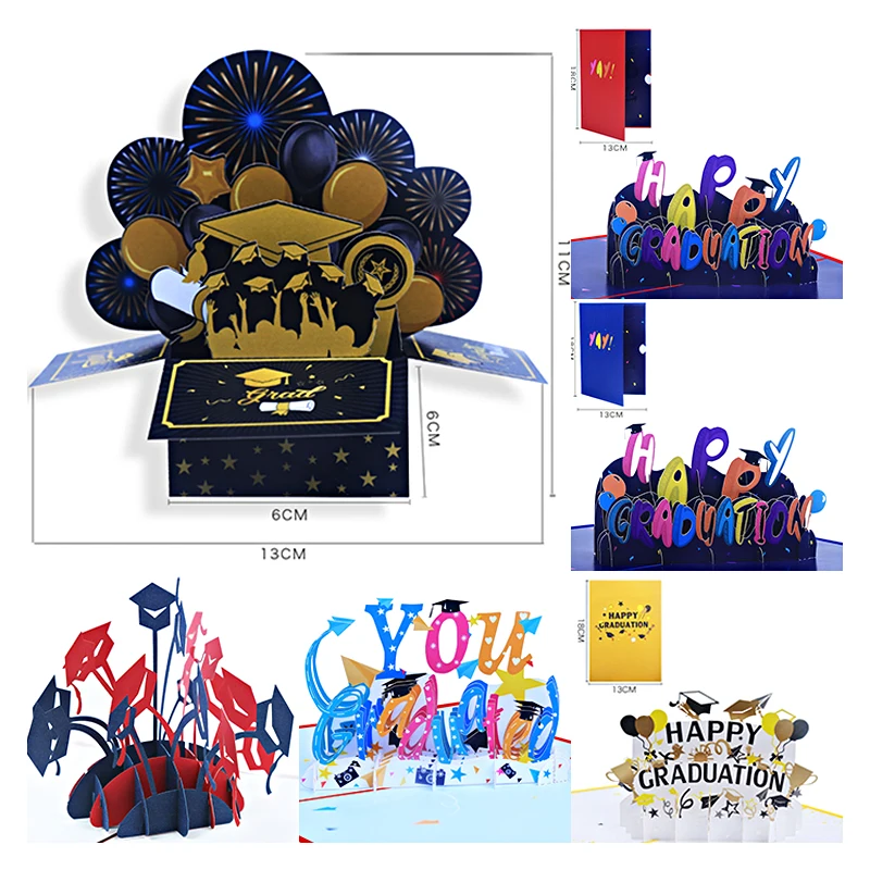 Выпускной сезон 3D всплывающая поздравительная открытка университет средней