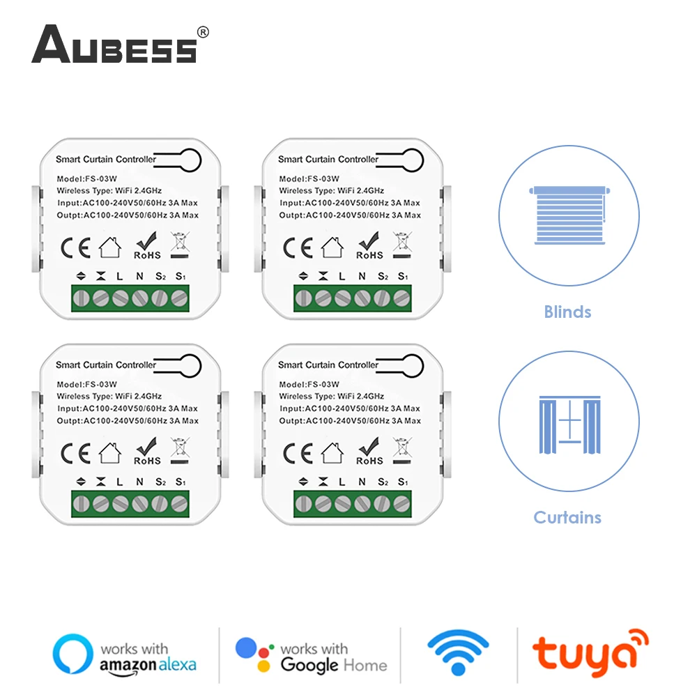 

Выключатель для штор Tuya Smart Life, совместим с Alexa и Google Home Assistant