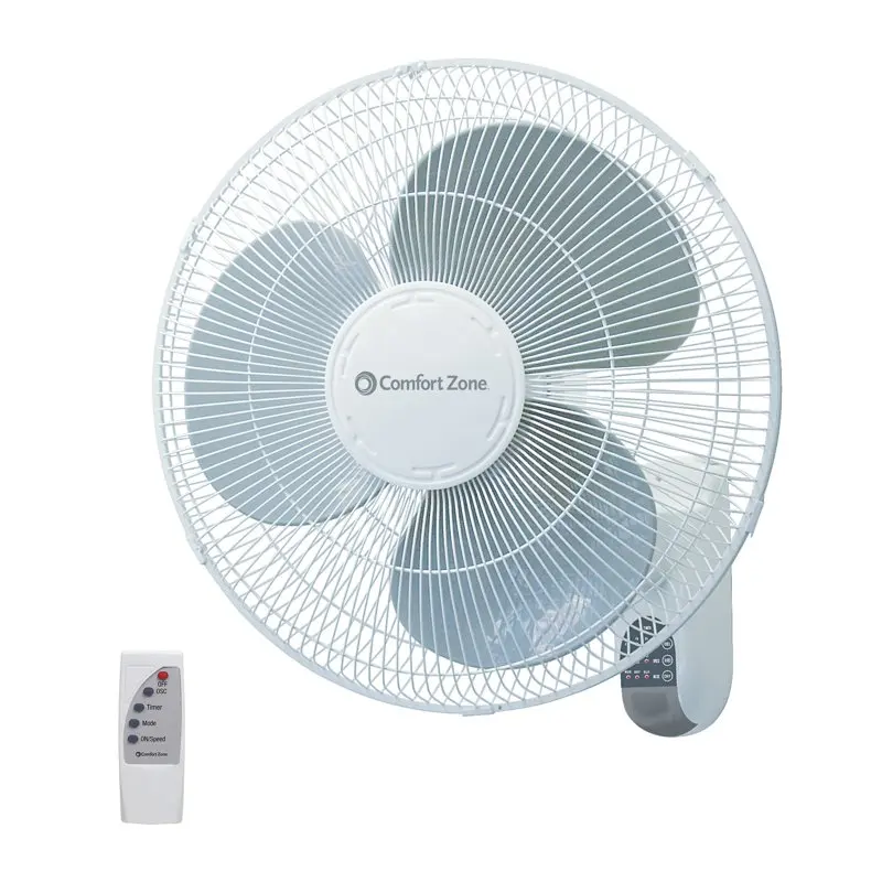 

16" 3-Speed Oscillating Wall Mount Fan with Remote Control, Timer and Adjustable Tilt, White