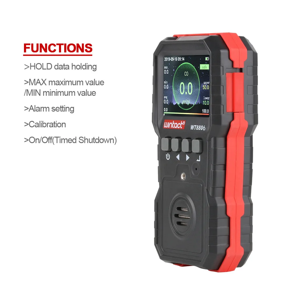 

5PCS WT8806 Carbon Monoxide Monitor Portable CO Detector Vibration Alarm Detector Compound Gas Analyzer Air Quality Monitoring