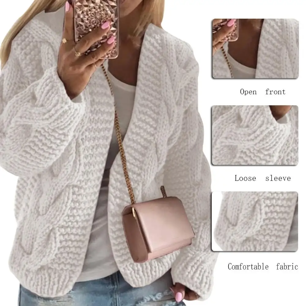 

ZITY Sweater Women Cardigan Coat Female Casual Long Sleeve Knitted Coat Solid Open Stitch Sweater Femme Autumn Winter Warm