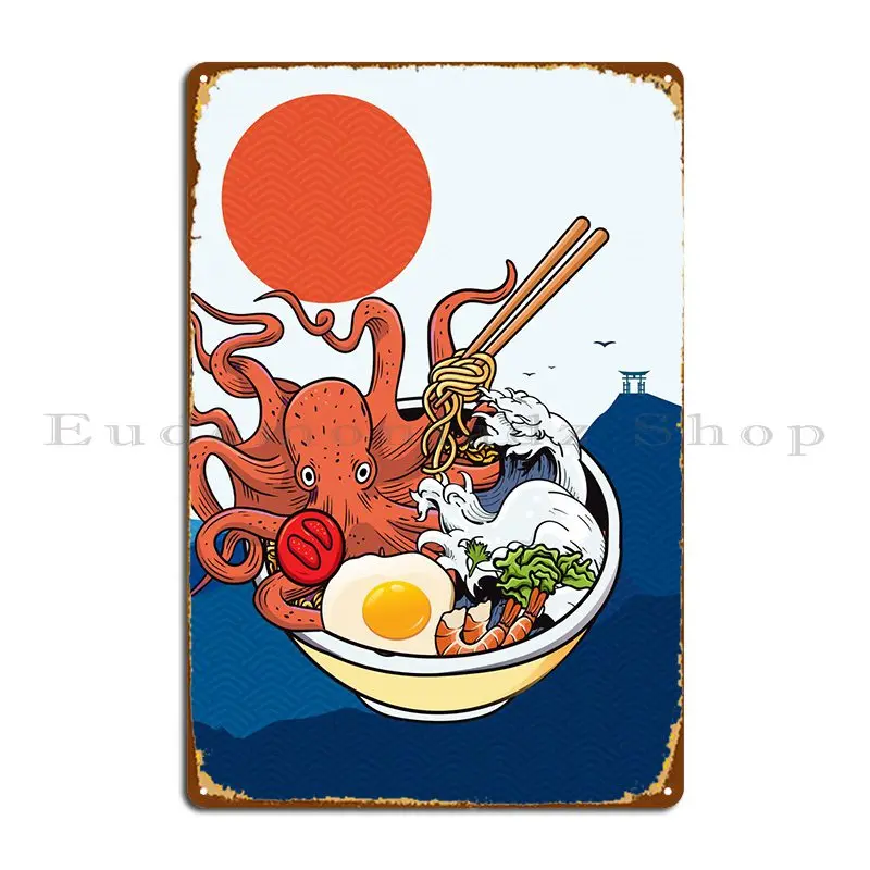 

Осьминог рамен Японская еда металлический знак дизайн классический кинотеатр печать клуба оловянный знак плакат
