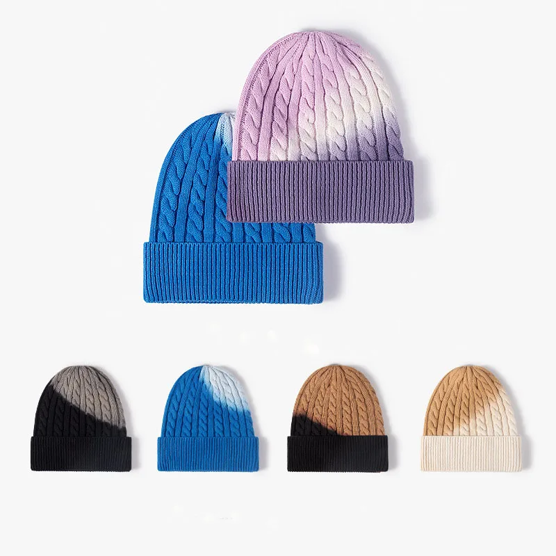 

Fashion Knitted Warm Hats Unisex Beanie Autumn Winter Women Tie Dye Beanie Caps Men Hats Headwear Hip Hop Streetwear Hats