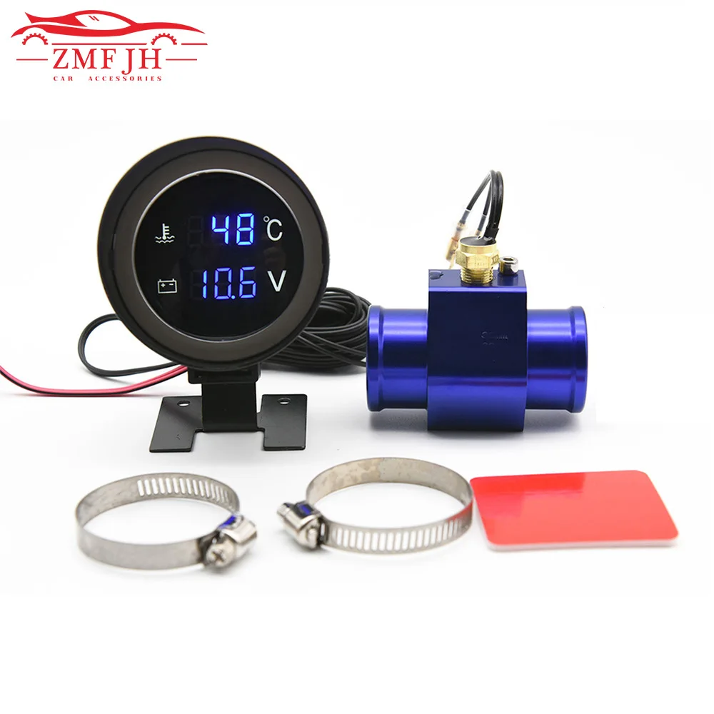 Medidor de temperatura del agua para coche, 10-110 Celsius con junta de Sensor de temperatura del agua, adaptador de 28MM y 34MM, voltímetro de Sensor 1/8NPT 2 en 1