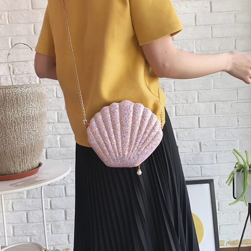 Новые модные цепи сумки через плечо маленькая сумочка в форме ракушки с