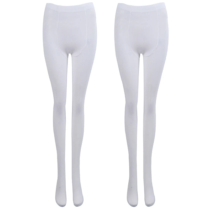 

2X White Tender Solid Color Velvet Pantyhose For Women