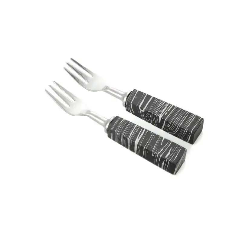 

& White Faux Marble Handle Demi Forks S/2