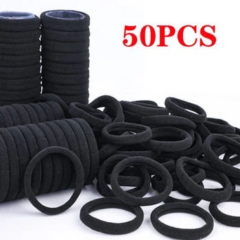50/100Pcs High Elastic Hair Bands for Women Girls Black Hairband Rubber Ties Ponytail Holder Scrunchies Kids Hair Accessories 1