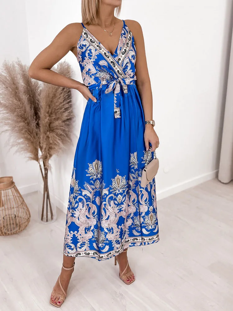 Женское сексуальное вечернее платье на бретелях-спагетти летнее элегантное с