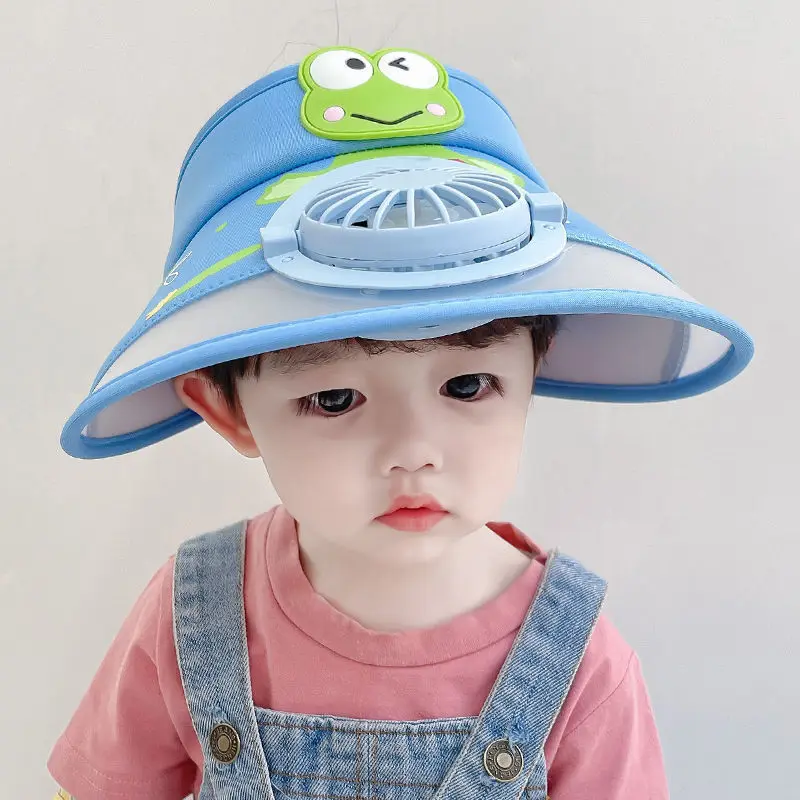 Kid Adult Summer Sun Hat Solar Cooling Rechargeable Cooling Fan Hat Sun Visor Hat Summer Baseball Hat Empty Top Outdoor Sunhat