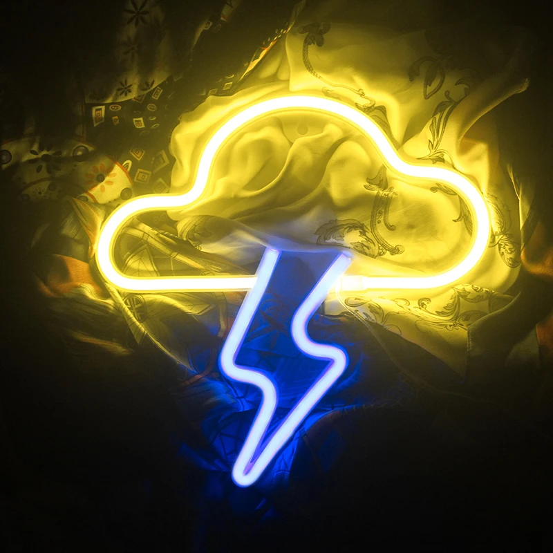 

Wanxing LED Neon Sign Lightning Cloud Design Neon Lamp Wall Hanging Night Light For Room Decor Holiday Shop Party Bar Xmas Gift