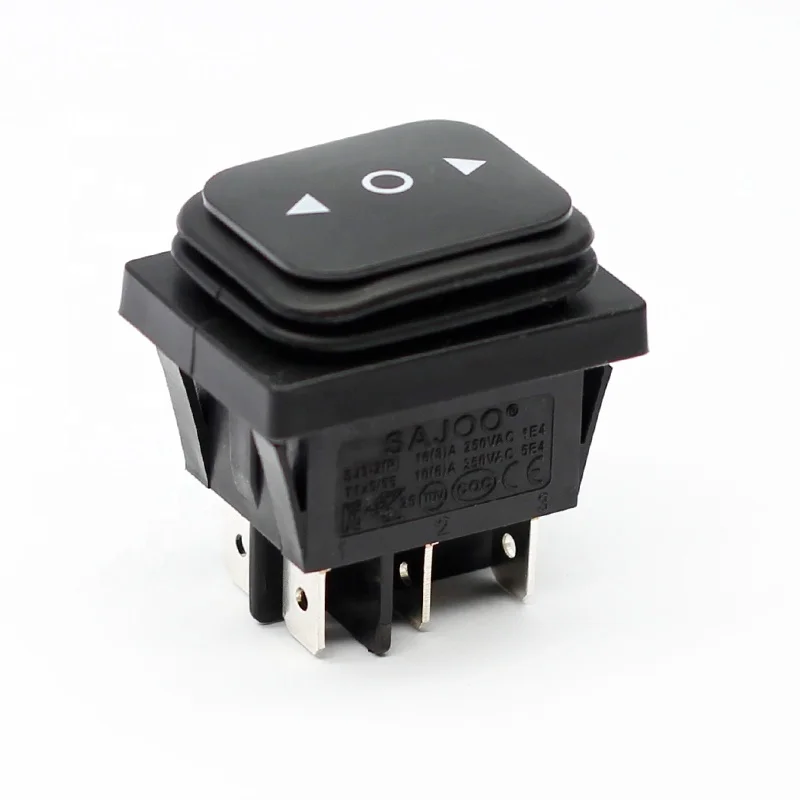 Waterproof Rocker Toggle Switch Red LED Light Illuminated 16A 6 Pins 3Position ON/Off/ON DPST