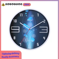 12 inch nordic creative simple led wall clock round blue glass mirror diy specialty wall clock modern design room decoration