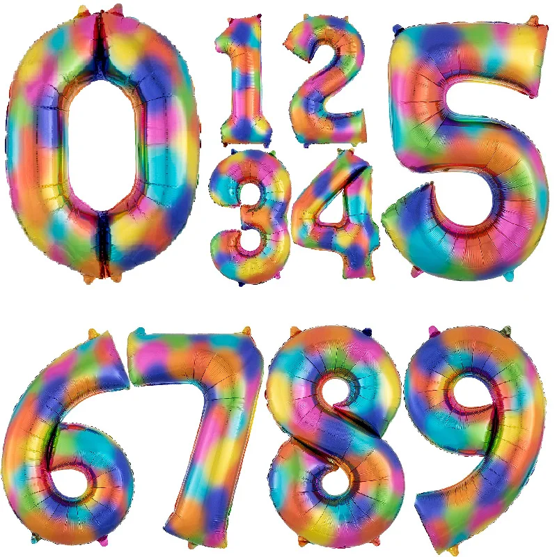 

Giant 40inch Rainbow Number Foil Balloons Large Digit Helium Balloons Wedding Decorations Birthday Party Supplies Baby Shower