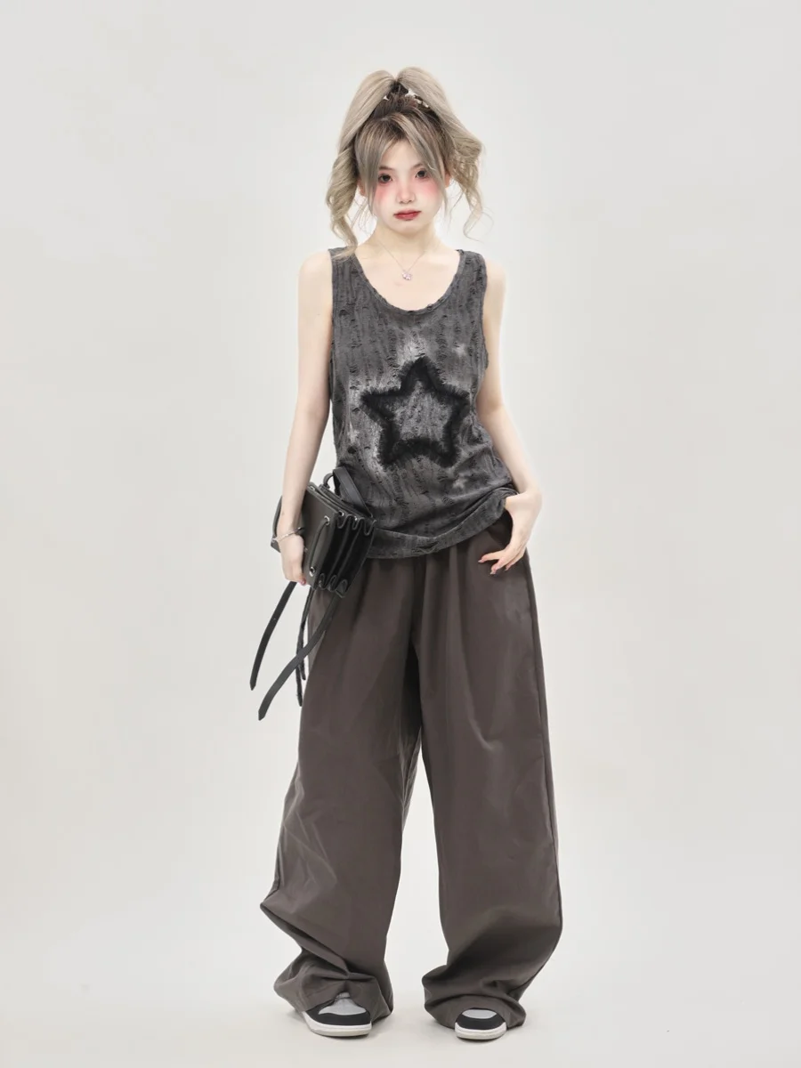 Функциональный отходы Soil Wind Gyaru Sweet and Spicy Свободный жилет с вышивкой XINGX Женская