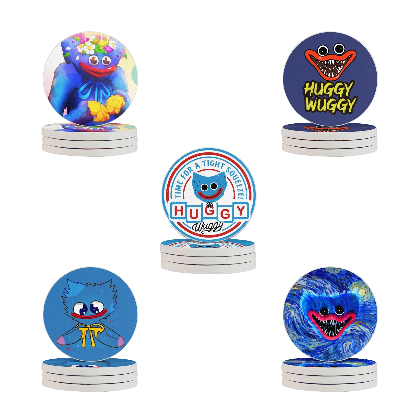 

Подставка для напитков Huggy Wuggy от Poppy Play Time для защиты столешницы, круглые подставки для чашек, коврик для дома и кухни