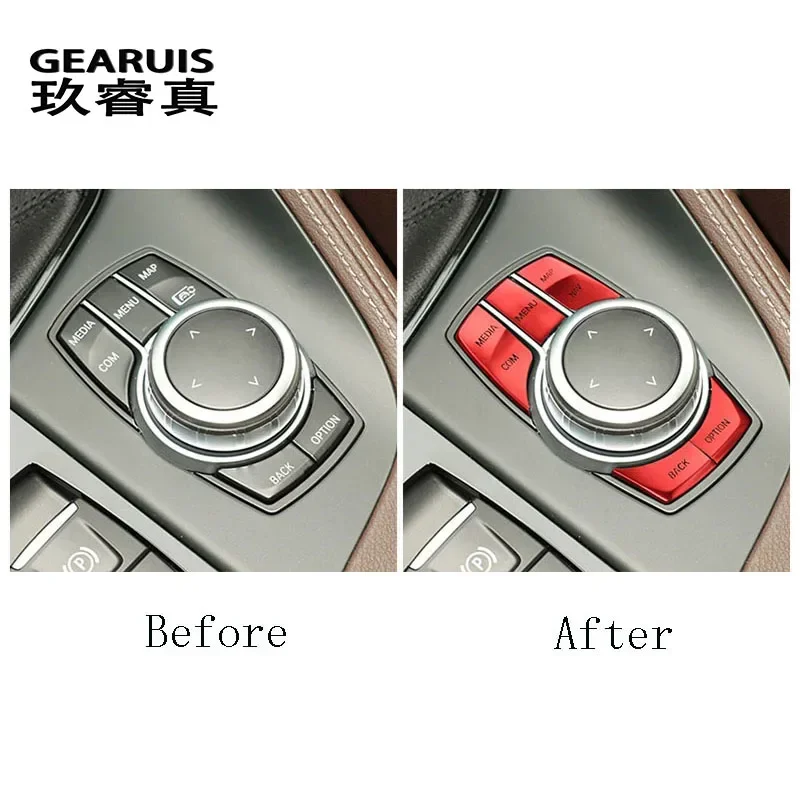 Фото Для BMW X1 F48 X2 F39 2020-2022 Автомобильная мультимедийная ручка, кнопка меню, крышка переключателя, наклейка, декоративная отделка, авто аксессуары для интерьера №5