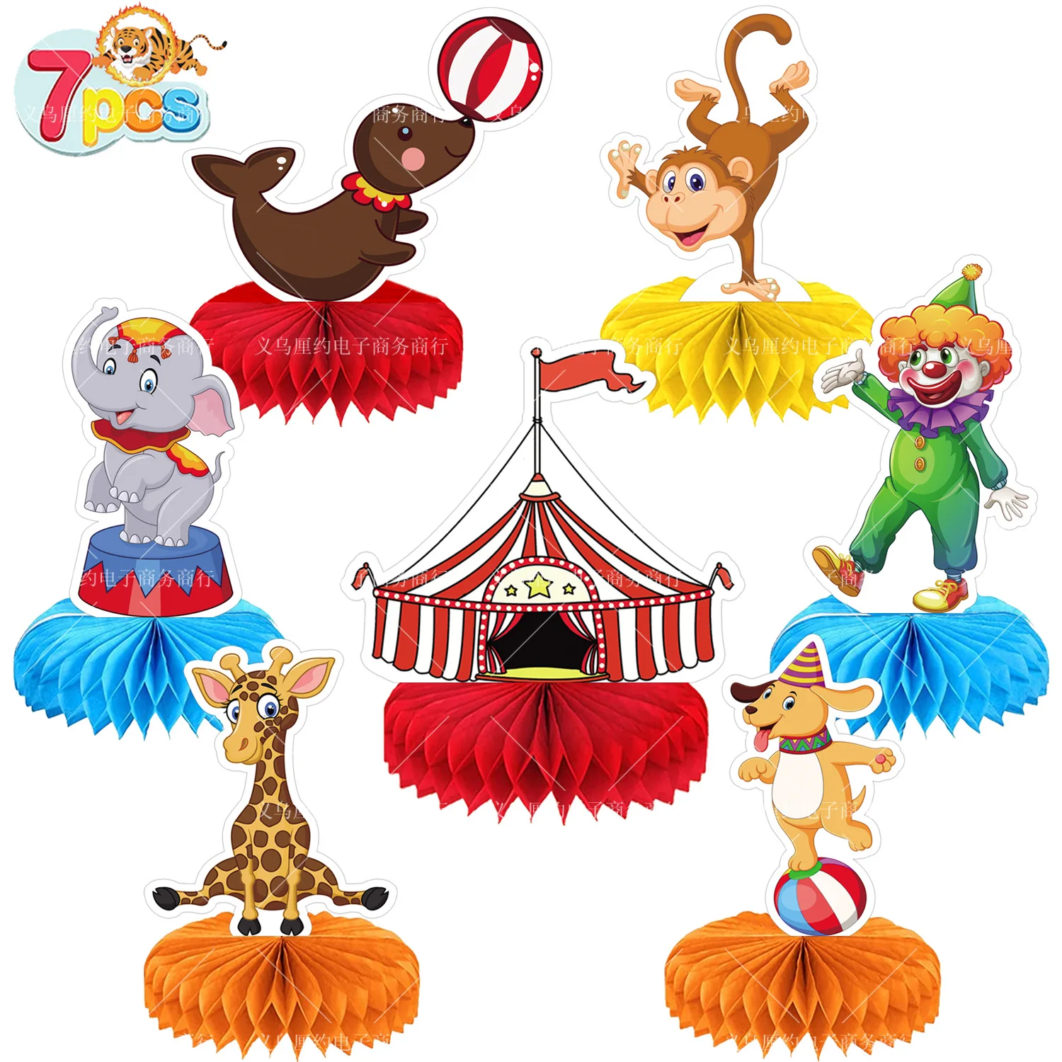 

9 Pieces Circus Carnival Party Honeycomb Ornament Animals Party Decorations Birthday Baby Shower Party Supplies