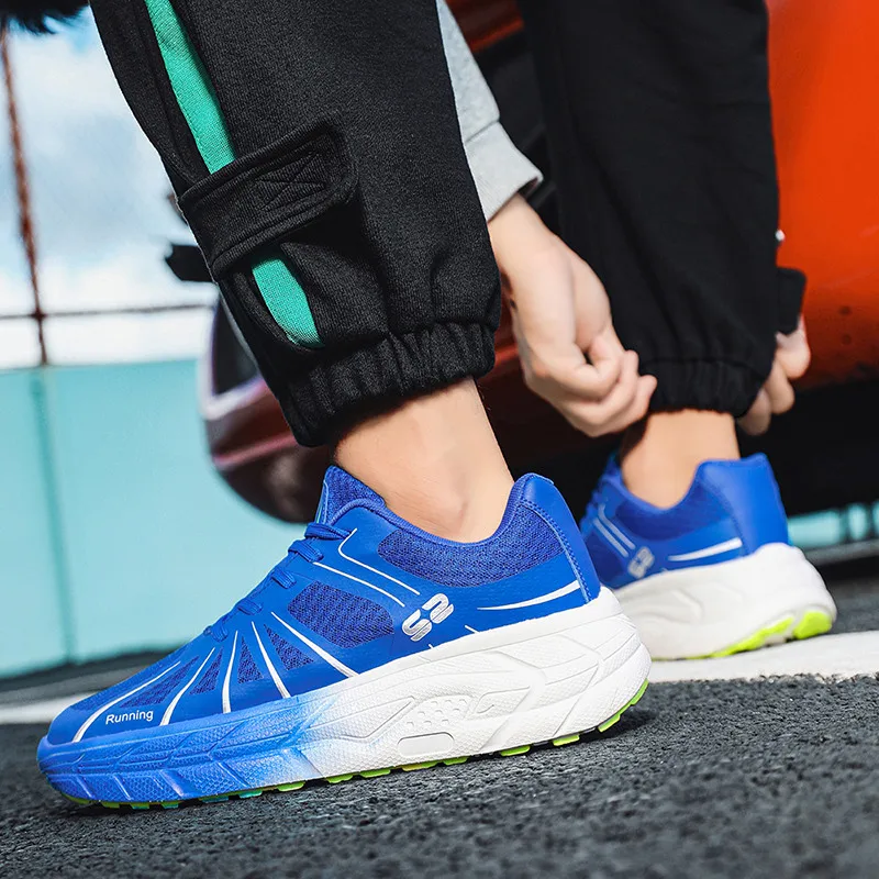 Trend Green Men's Running Shoes Lightweight Jogging Platform Sneakers Men Couple Sports Shoes Breathable Athletic Training Shoes