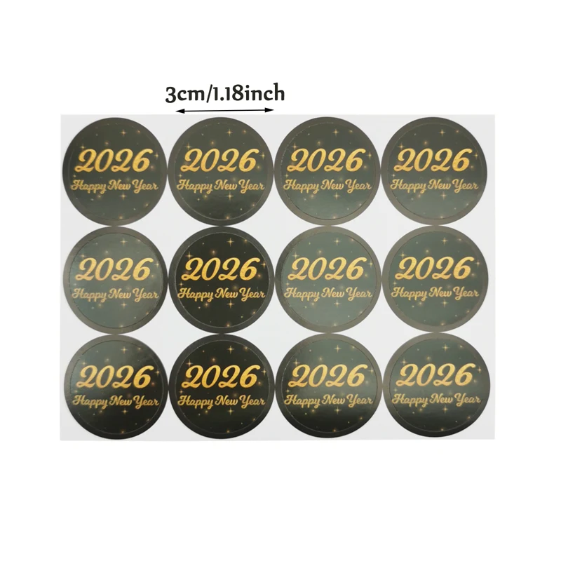

Бумажные наклейки "С новым годом 2026", черные с золотом
