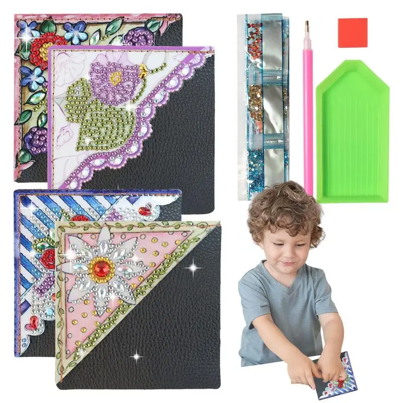 

5D Diamonds Painting Corner Bookmark Kids DIY Corner Bookmark Making Kit With Point Drill Pen Rhinestone Handmade Birthday Gift
