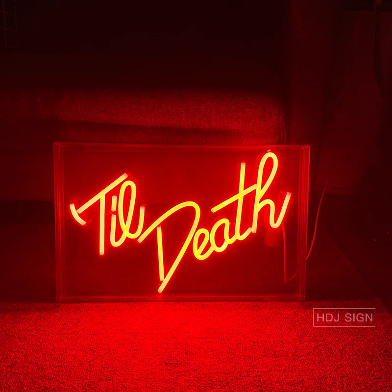 Til Death Neon Sign Wedding Party LED Light Home Bedroom Shop Decoration Creative Marriage Acrylic Light Box For Desktop Gift