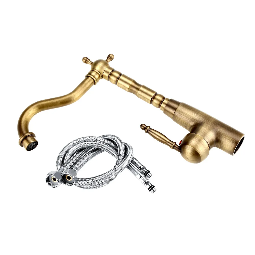

Antique Retro Style Solid Brass Kitchen Bathroom Basin Sink Faucet Hot & Cold Pipes Mixer Tap Retro Retro