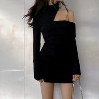 spring and autumn new womens clothing european and american fashion temperament half turtleneck hollow long sleeve dress