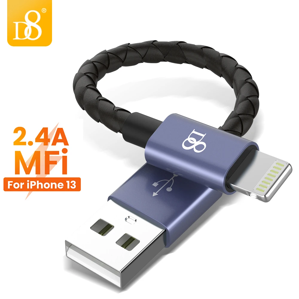 

D8 2.4A Charging Cable USB to Lightning Cable MFi Certified for iPhone Powerbank Charger Cable USB Type-C Cable for iPhone 13 12