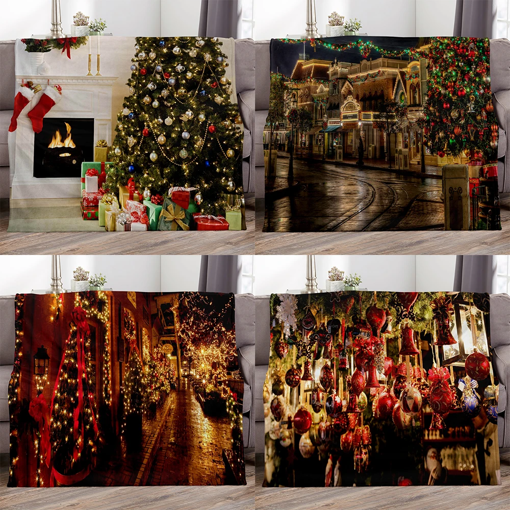 

Одеяло с принтом рождественской елки, одеяло для дивана и кровати, плюшевое одеяло для рождественской елки, мягкое и теплое Детское покрыва...