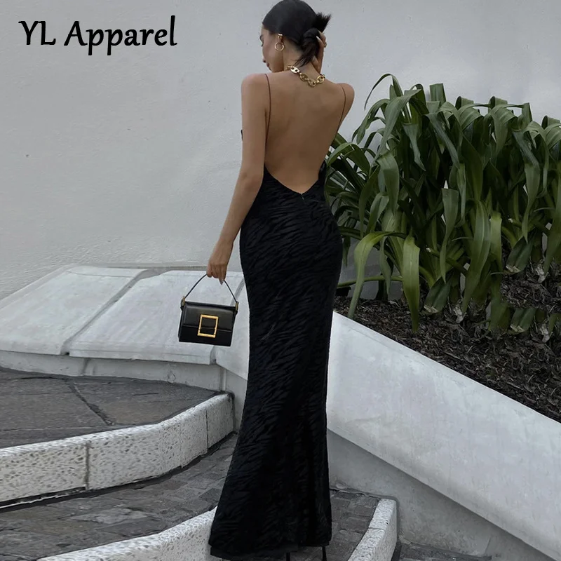 

Модное Элегантное платье 2022 на бретелях-спагетти с открытой спиной до пола пикантная Женская одежда с принтом Длинные вечерние платья макс...