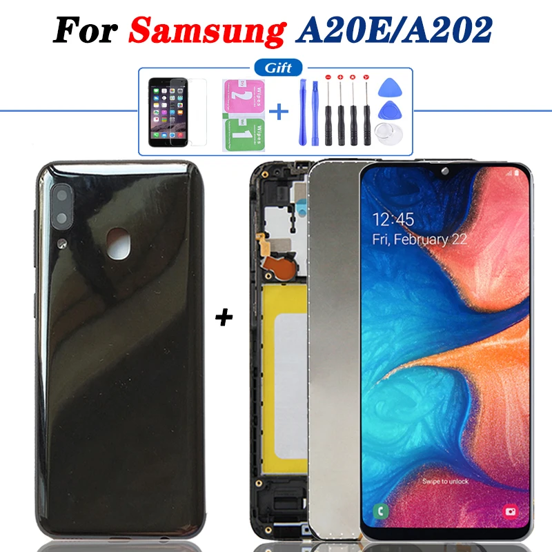 

Original For Samsung Galaxy A20e LCD Display Touch Screen Digitizer Assembly A202 A202F Replace Free Back A20E Cover