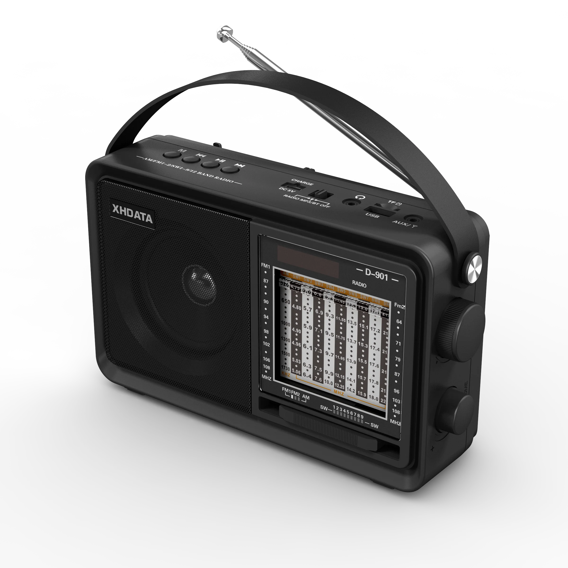 XHDATA D-901 AM FM SW портативное радио Bluetooth-совместимый радиоприемник с динамиком